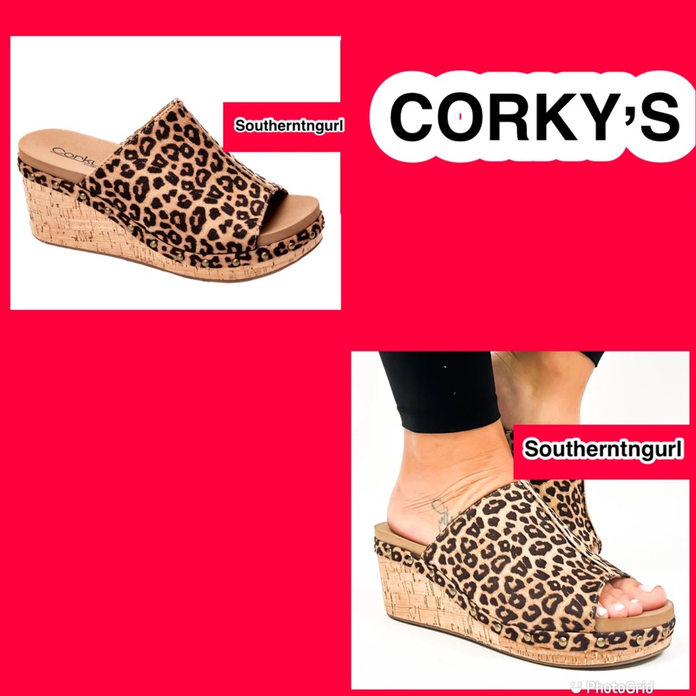 NWT  CORKY’S   “ Hissy Fit “ Leopard wedges Sandals Platforms, Heels